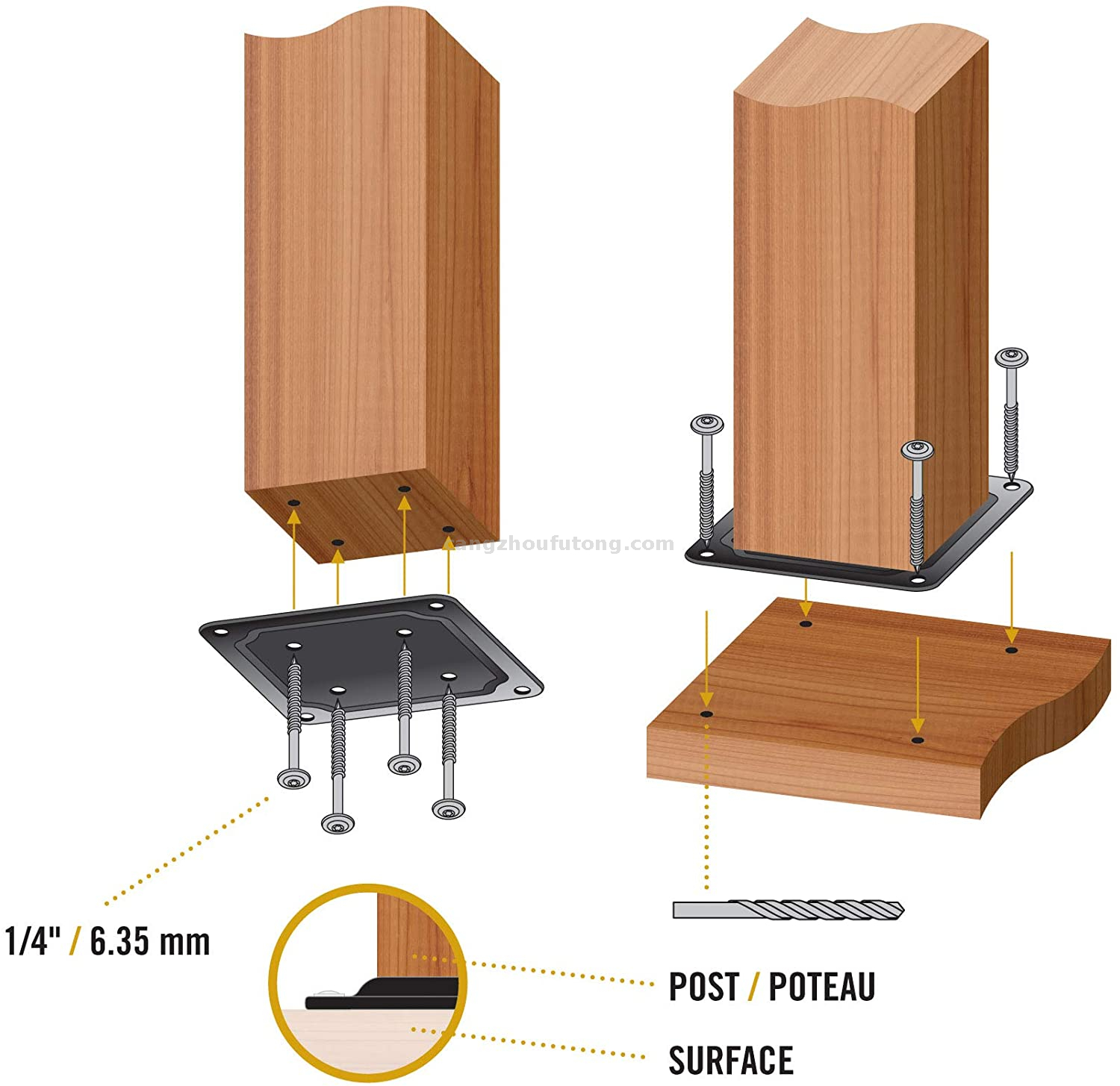 Schwarz 4 "x 4 " Holzpfosten-Plattenverbinder